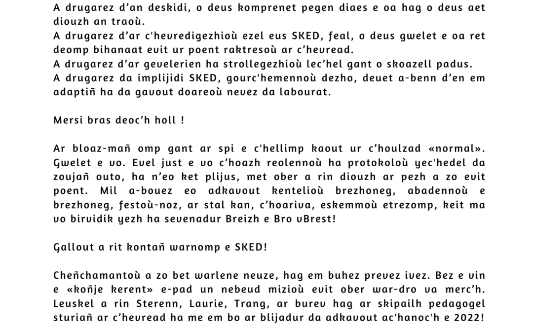 Un mot du DirecteurUr ger deus ar Rener